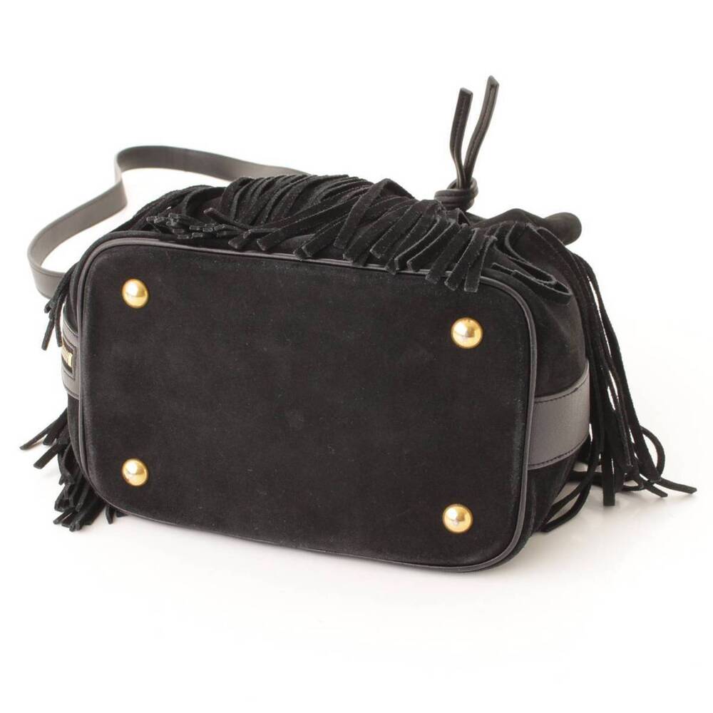 Saint Laurent Emmanuel Drawstring Suede Shoulder Bag Black - Picture 4 of 9